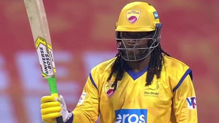 Chris Gayle tonked nine sixes and six fours in a pulsating 84 not out from just 22 balls in the Abu Dhabi T10 League