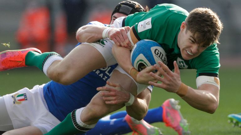 Ringrose crashed over for the opening try in Rome, after Ireland had been denied an earlier effort