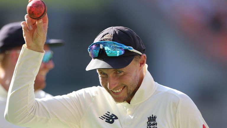 A sheepish Joe Root celebrates his five-wicket haul in the pink-ball Test (Pic credit - BCCI)