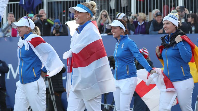 Jodi Ewart Shadoff, Charley Hull, Georgia Hall y Caroline Masson (de izquierda a derecha) vieron al Equipo Europa ganar en 2019