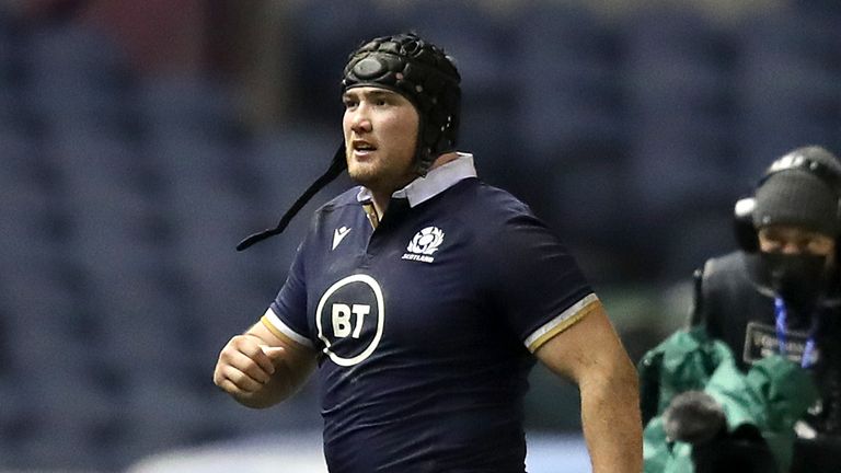 Fagerson leaves the field after being shown a red card against Wales