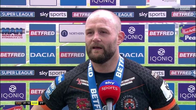 Man of the match Paul McShane gives his reaction after leading Castleford to the win over Warrington