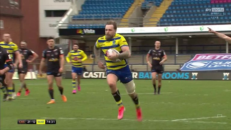 Watch Blake Austin's try for Warrington against Castleford in March