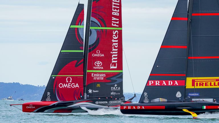 Watch the highlights of the first race of the 36th America's Cup Match 