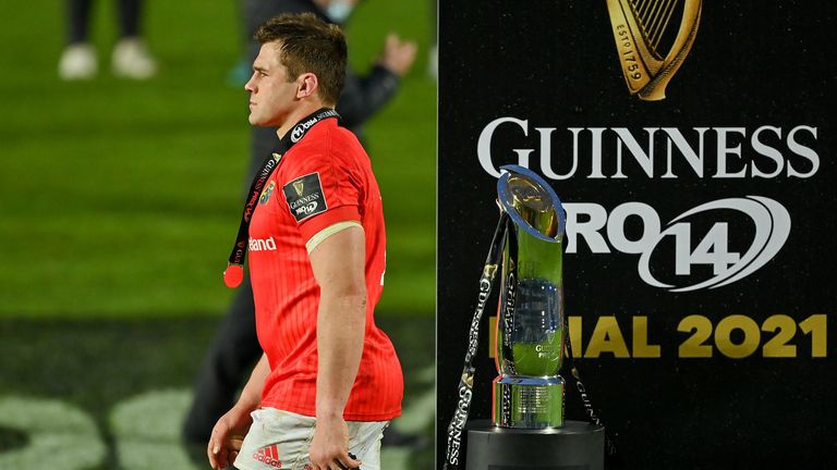 CJ Stander, who will retire aged just 31 at the end of the season, walks past the trophy after defeat 