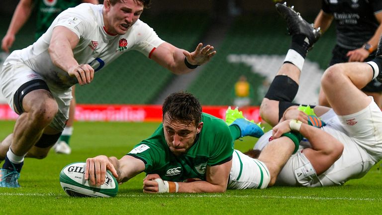 Jack Conan touched down after 23 Ireland phases for their second try 