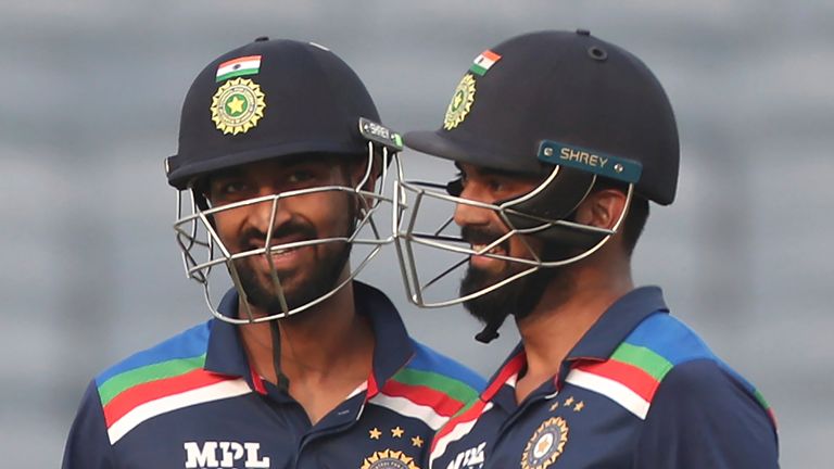 India.'s KL Rahul (R) and Krunal Pandya
