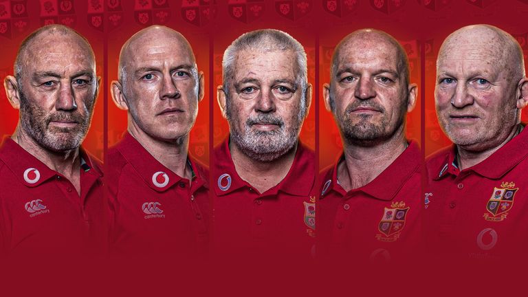 L'équipe d'entraîneurs des Lions 2021: (de gauche à droite) Robin McBryde, Steve Tandy, Warren Gatland, Gregor Townsend et Neil Jenkins (crédit Inpho)