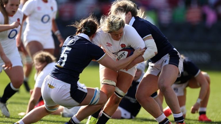 Bryony Cleall carries strongly for England