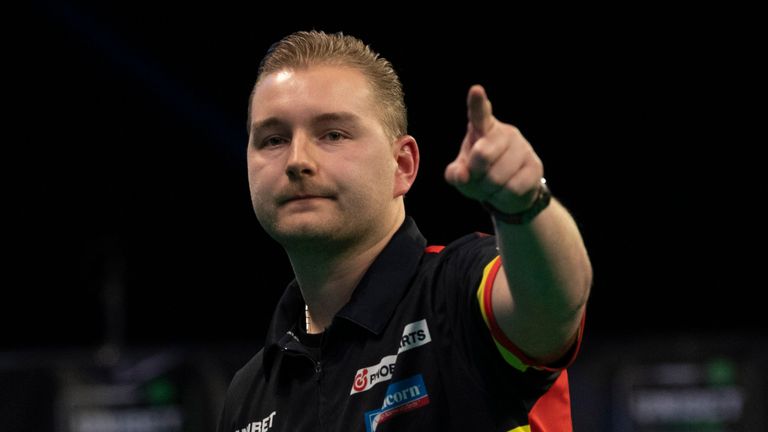 Dimitri Van den Bergh can return to the top of the Premier League Darts table on Monday - but he faces Jonny Clayton, another debutant not phased by the event