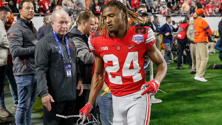 Ohio State Buckeyes cornerback Shaun Wade runs off the field after being ejected against Clemson in 2019. (Photo by Kevin Abele/Icon Sportswire via AP)