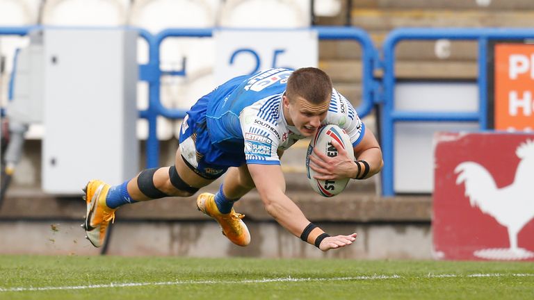 Ash Handley crossed for Leeds' second try against Huddersfield