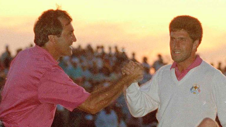 Seve Ballesteros and Jose Maria Olazabal were unbeaten in their four matches together during the 1991 contest