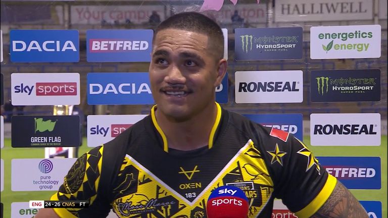 Peter Mata'utia picked up the Player of the Match award after the All Stars beat England and Mata'utia paid tribute to Mose Masoe, who was watching from the stands.
