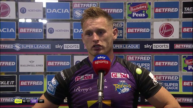Brad Dwyer gives his reaction after Leeds Rhinos beat Warrington Wolves 22-16