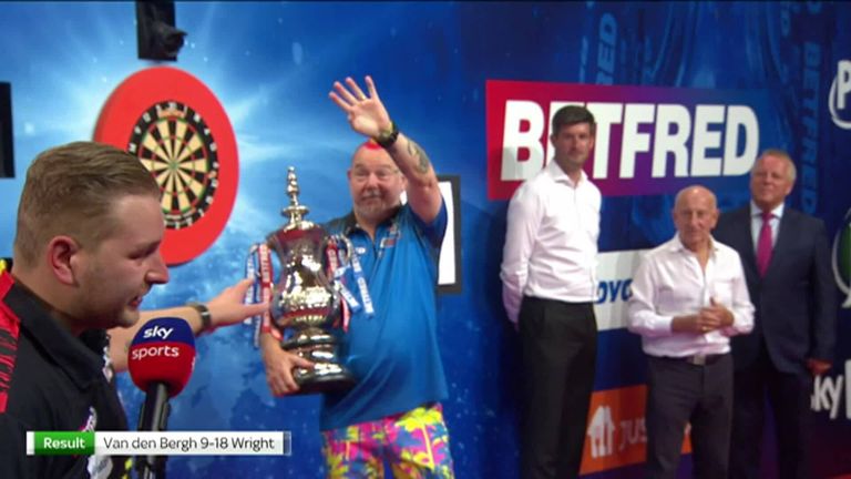 Dimitri Van den Bergh said his heart was in pain from the defeat but congratulated Peter Wright for deservedly winning the World Matchplay Championship.