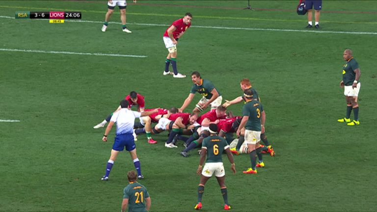 Cheslin Kolbe is shown a yellow card