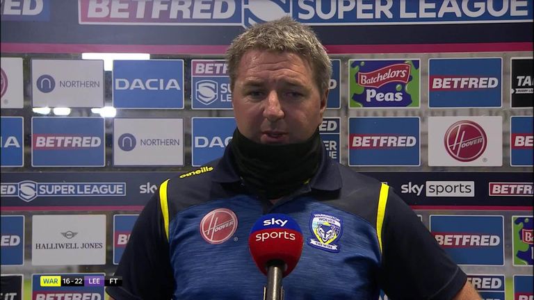 Warrington Wolves coach Steve Price told Jenna Brooks it was a 'hugely disappointing night' after seeing his side lose to Leeds Rhinos