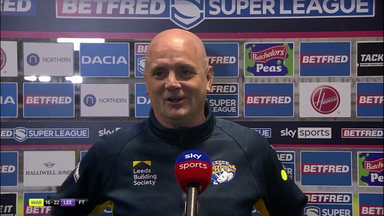 Leeds Rhinos coach Richard Agar said his side was 'clinging on' at the end, but did enough to claim victory over Warrington Wolves