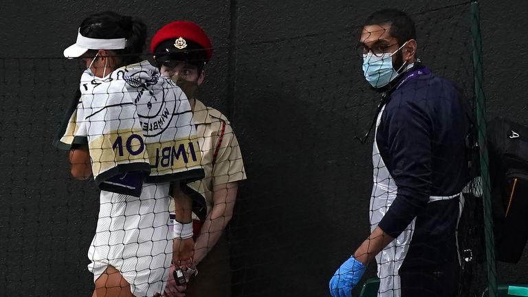 Raducanu leaves Court One injured from her last-16 match at Wimbledon