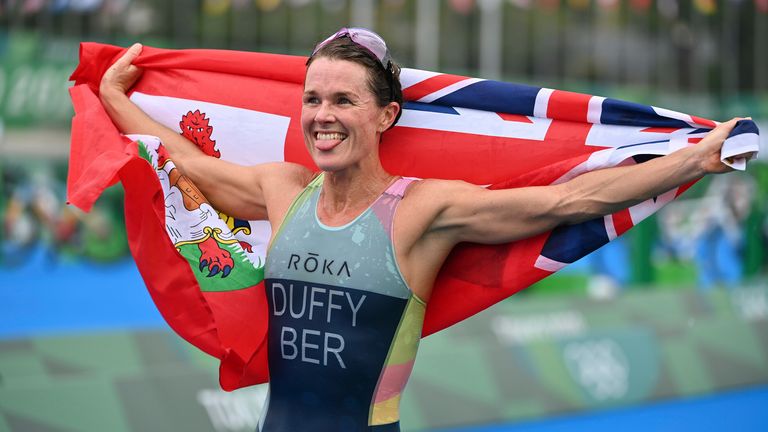 Duffy won Bermuda's first-ever gold medal in the women's triathlon
