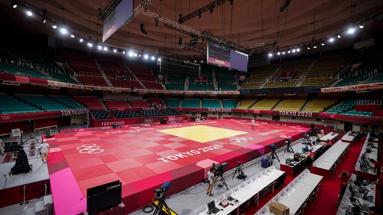 A general view of the Judo arena at the Nippon Budokan ahead of the Tokyo Olympics