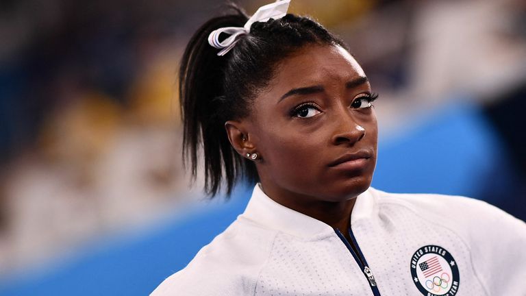 Simone Biles pulled out of Tuesday's women's team final after one rotation