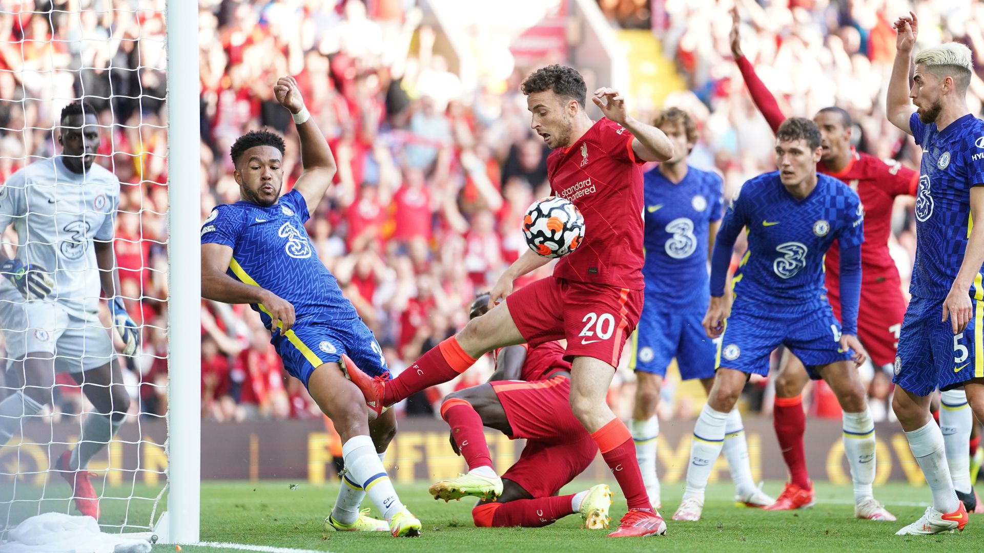 Resilient 10-man Chelsea draw at Liverpool after James red