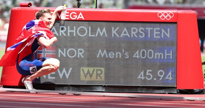 Tokyo 2020 Olympics: Karsten Warholm sets new 400m hurdles ...