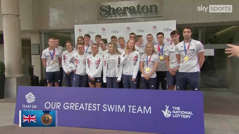 Team GB's swimmers have returned home after winning eight medals in their most successful Olympics performance ever.