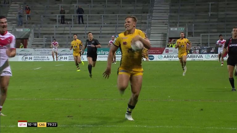 Watch Greg Eden's length-of-the-field try against St Helens