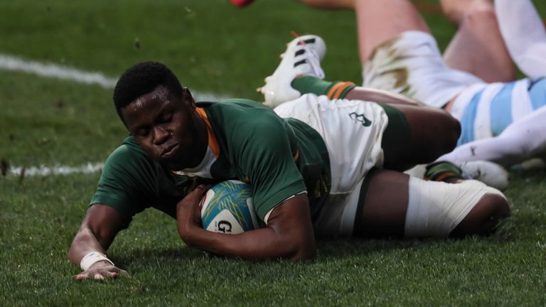 Aphelele Fassi scored South Africa's second try