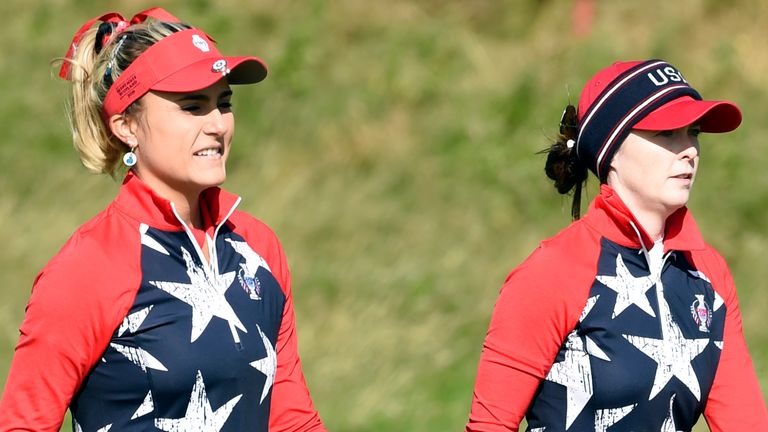 Brittany Altomari (kanan) bermain bersama Lexi Thompson pada 2019