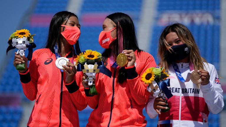 Brown came third in the women's park event behind Sakura Yosozumi and Kokona Hiraki of Japan