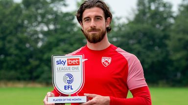Morecambe's Cole Stockton has won the Sky Bet League One Player of the Month award