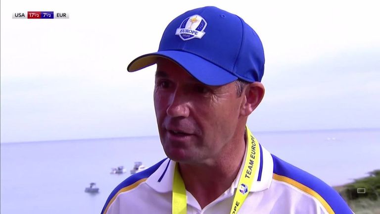 Padraig Harrington a salué les efforts de son équipe et a défendu sa prise de décision après que l'équipe américaine a remporté une victoire record à la Ryder Cup