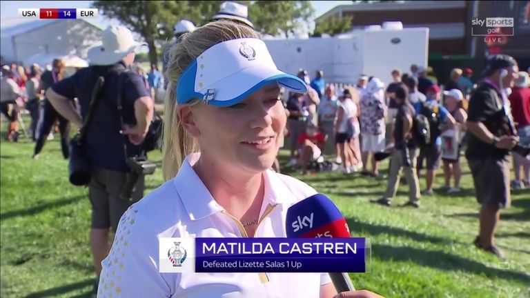 Matilda Castren said it was an amazing feeling to hole the putt which ensured Europe retained the Solheim Cup against the United States