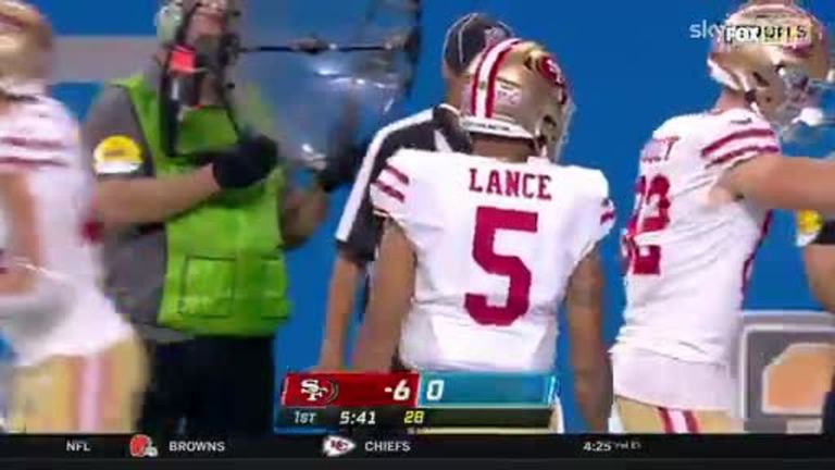 Rookie Trey Lance with his first Touchdown pass in the NFL