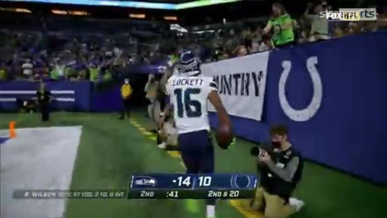 Russell Wilson tossed a 69-yard deep TD to Tyler Lockett - his second score of Seattle's win over Indianapolis