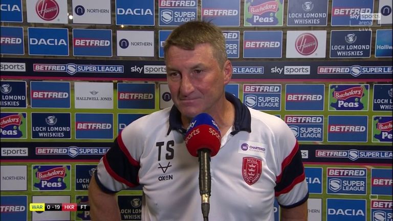 Tony Smith gives his reaction after Hull KR beat Warrington Wolves to reach the Super League play-off semi-finals