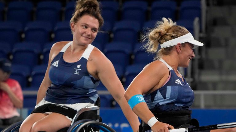 Britain's Jordanne Whiley (left) and Lucy Shuker were outclassed in the women's doubles final in Tokyo
