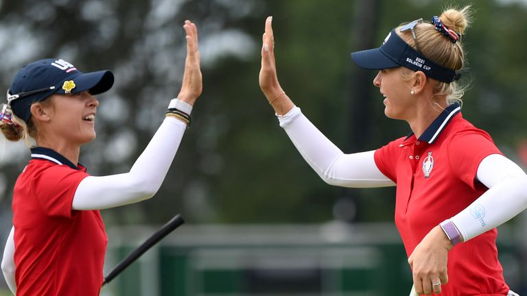 Nelly and Jessica Korda lost their foursomes match against Mel Reid and Leona Maguire on the final hole