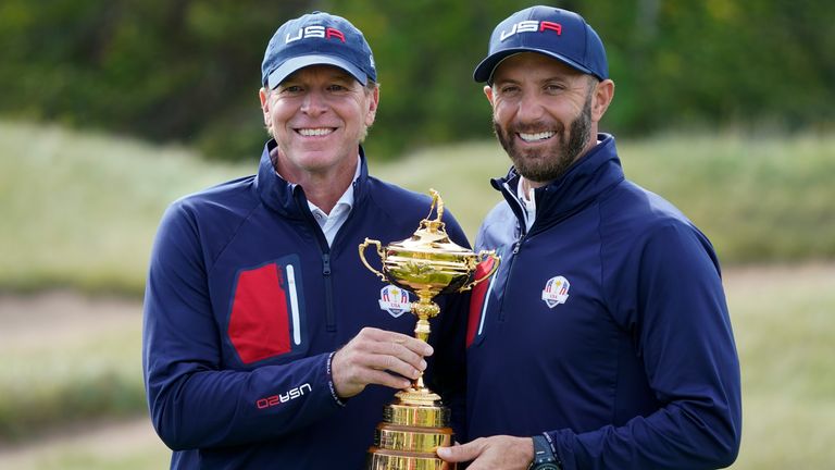 Team USA captain Steve Stricker and Johnson with the Ryder Cup