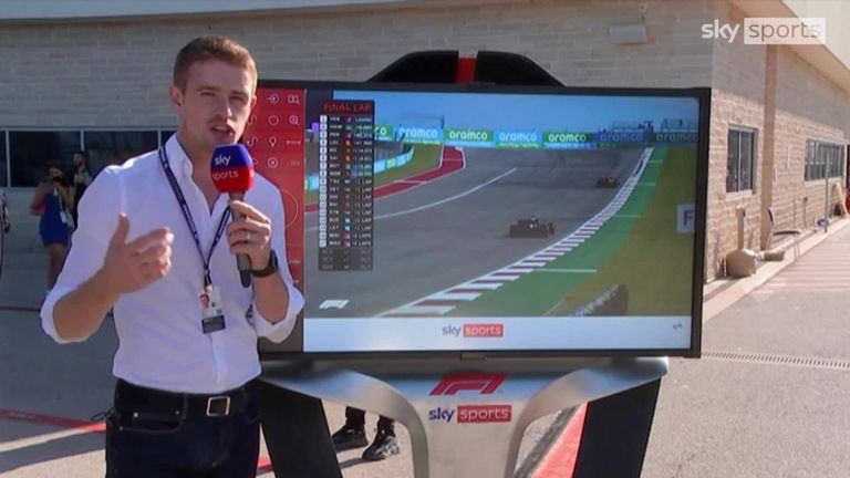 Paul di Resta, da Sky F1, estava no SkyPad para analisar como Max Verstappen venceu o Grande Prêmio dos Estados Unidos à frente do rival Lewis Hamilton.