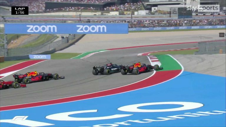 Watch how Lewis Hamilton overtook title rival Max Verstappen in Austin after making a brilliant start to the United States GP.