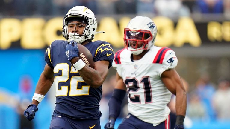 New England Patriots safety Adrian Phillips burns the Los Angeles Chargers again as his second interception of the day goes for a 26-yard pick-six.