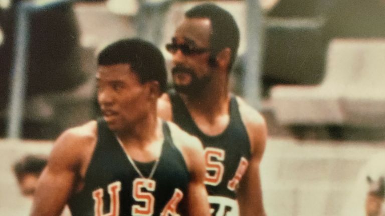 Pender (left) ran for the US team at the 1968 Olympics in the 100m and the 4x100m relay