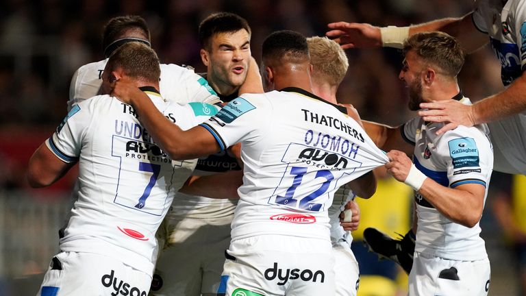 Bath's Will Muir scored two tries, as his side looked set for victory at Ashton Gate 