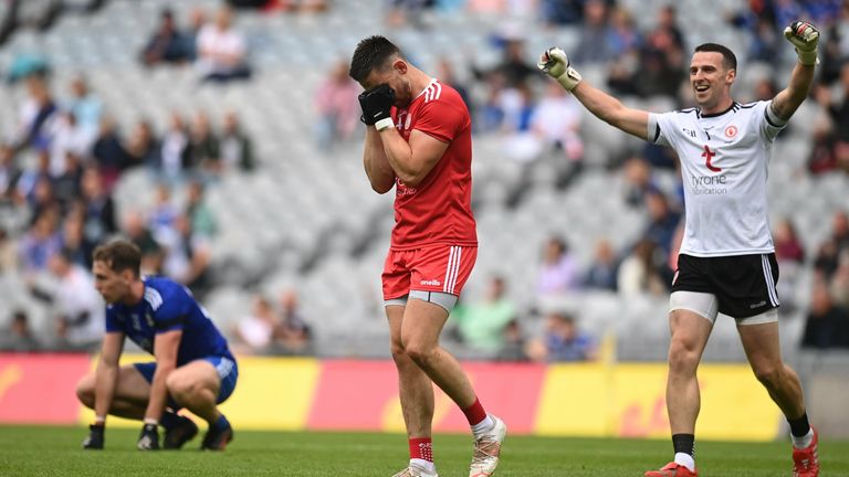 Morgan celebrates the 2021 Ulster final win over Monaghan