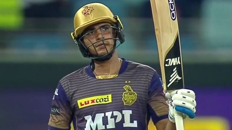Kolkata's Shubman Gill acknowledges the applause for his half-century